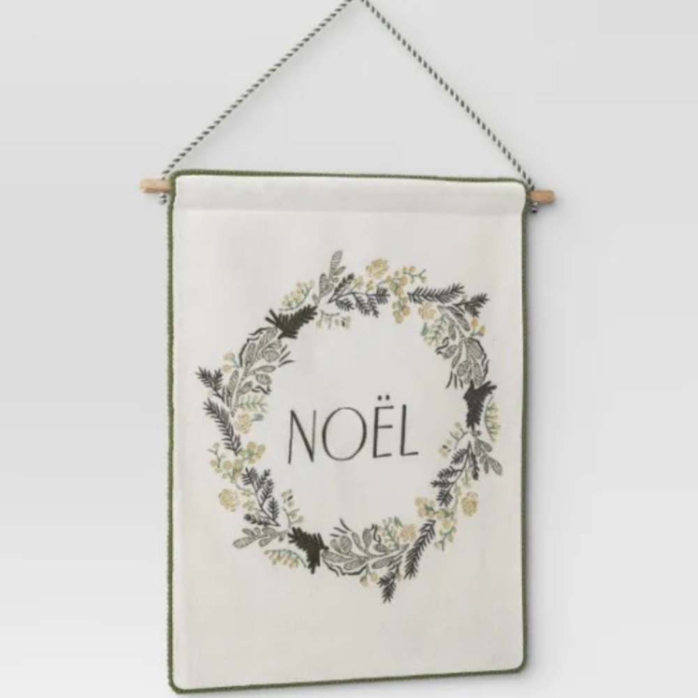Threshold Noel Wall Hanging Sign Christmas Holiday Fabric Decor Cream 16x20